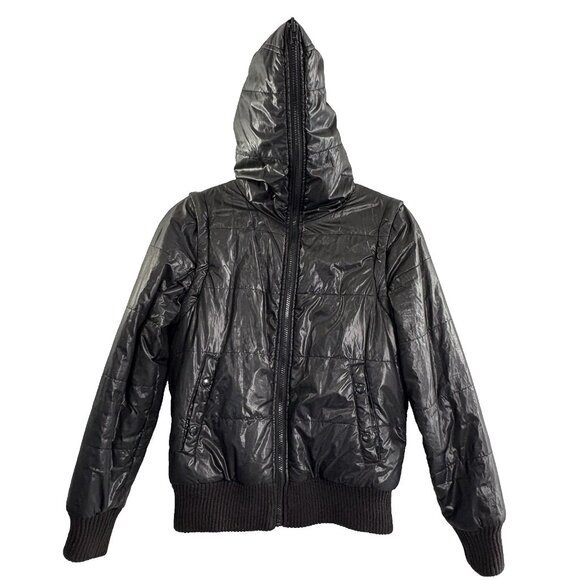 IZZUE Women Coat Sz XS Black Faux Fur Line Full Zip Face Pockets Bomber 9-11 - Picture 3 of 14